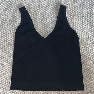 Free People Black Ripped Tank Top